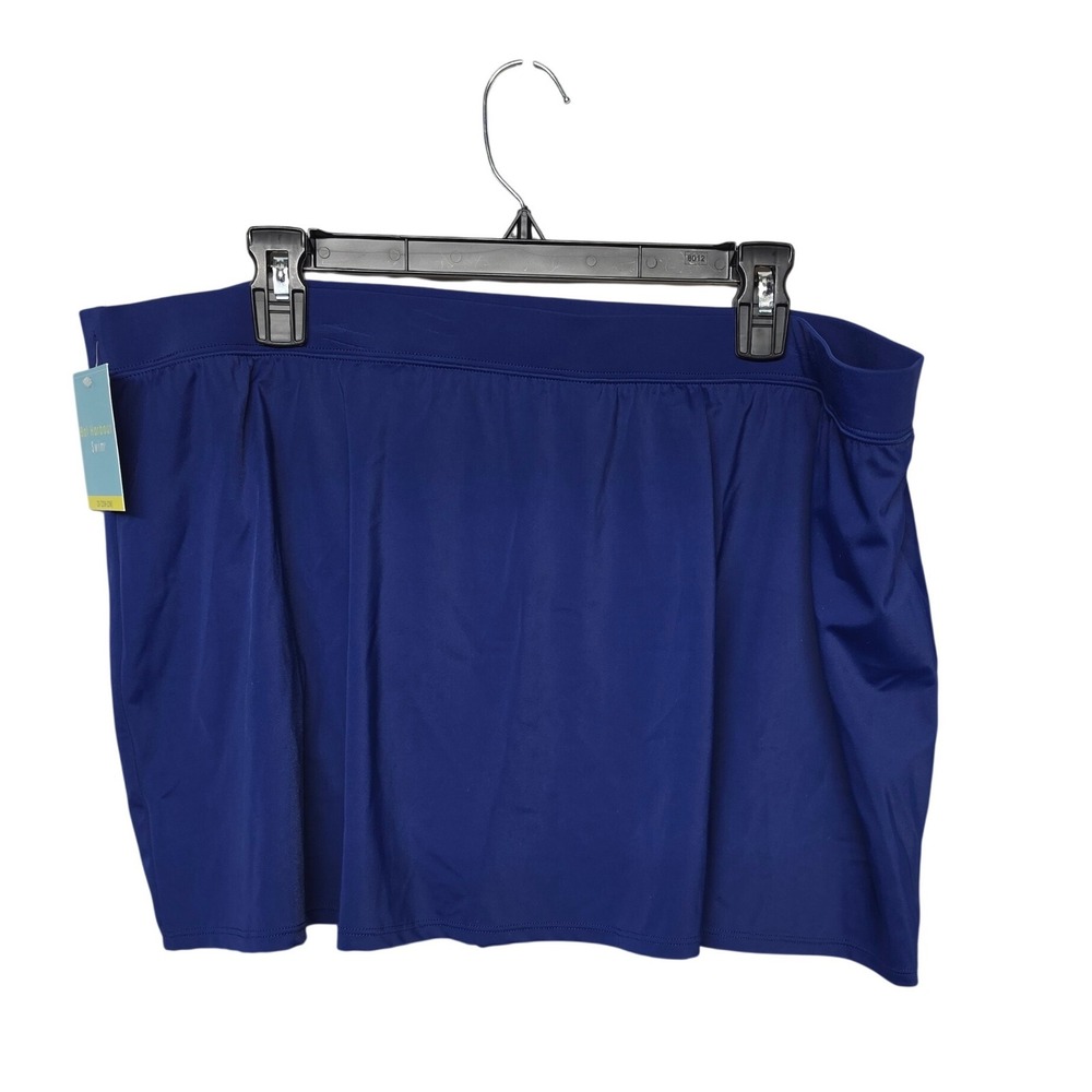 Bal Harbour Swim Navy Blue Tummy Control Swim Skirt Plus Size 2X 20W-22W NWT